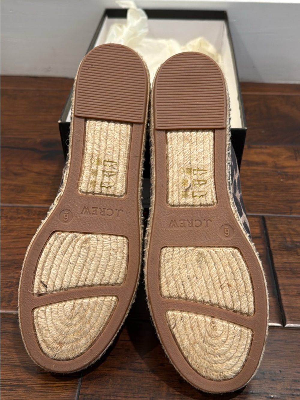 J.Crew NIB Leopard Lace-Up Espadrille Flat Tan Size 6 - Picture 2 of 3